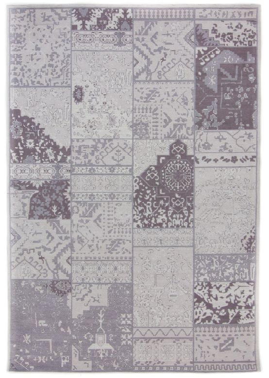 Vloerkleed Plat Geweven Kilim Patchwork Sofi Grijs