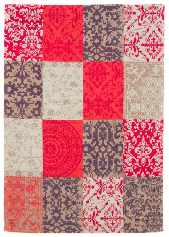 Vloerkleed Plat Geweven Kilim Patchwork Lina Rood