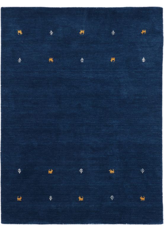 Wollen Vloerkleed Gabbeh Uni Blauw