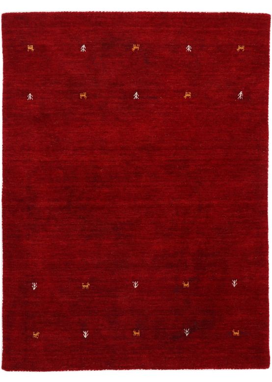 Wollen Vloerkleed Gabbeh Uni Rood