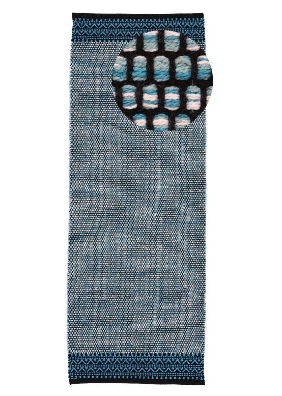 Vloerkleed Plat Geweven Kilim Mia Loper Blauw