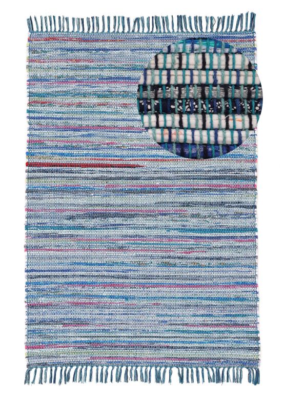 Vloerkleed Plat Geweven Kilim Chindi Blauw