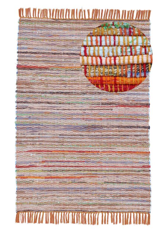 Vloerkleed Plat Geweven Kilim Chindi Oranje