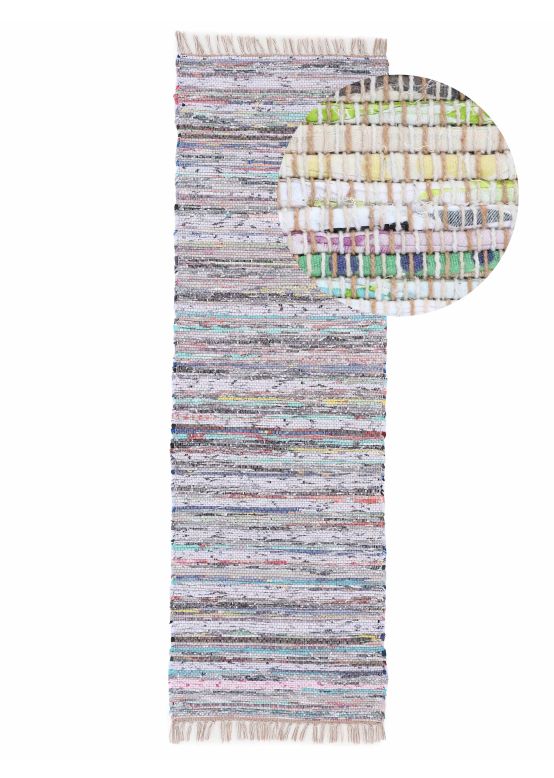 Vloerkleed Plat Geweven Kilim Chindi Loper Beige