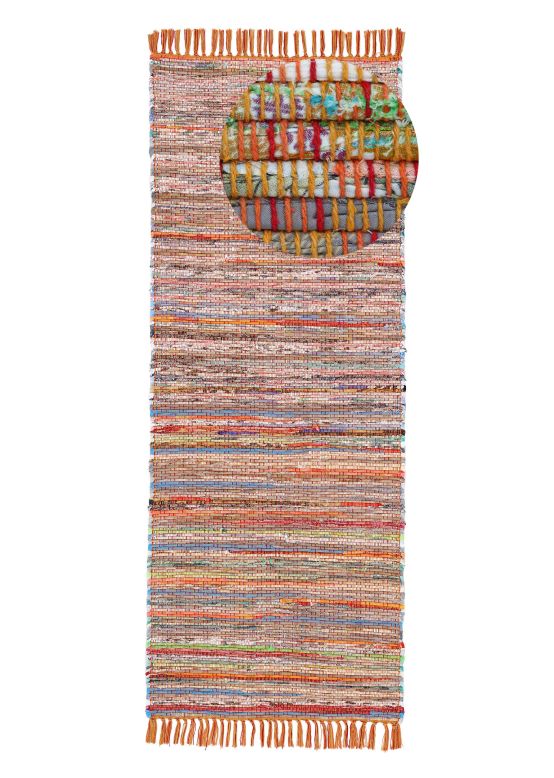 Vloerkleed Plat Geweven Kilim Chindi Loper Oranje