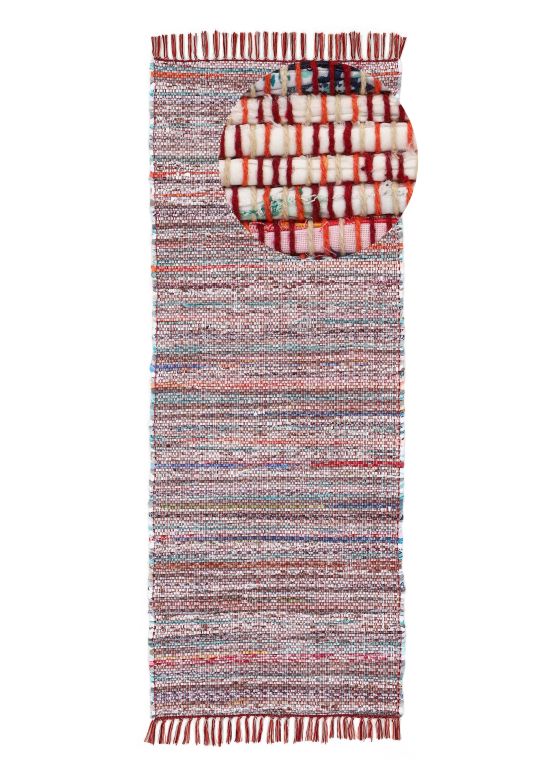 Vloerkleed Plat Geweven Kilim Chindi Loper Rood