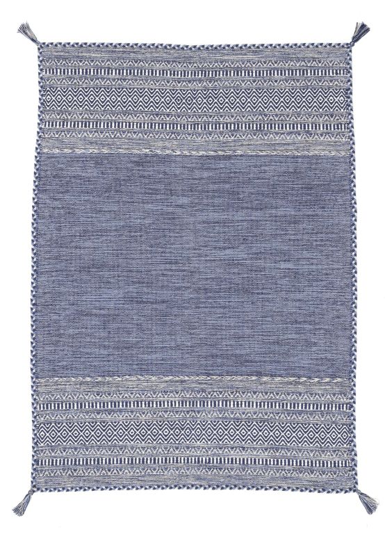 Vloerkleed Plat Geweven Kilim Azizi Blauw