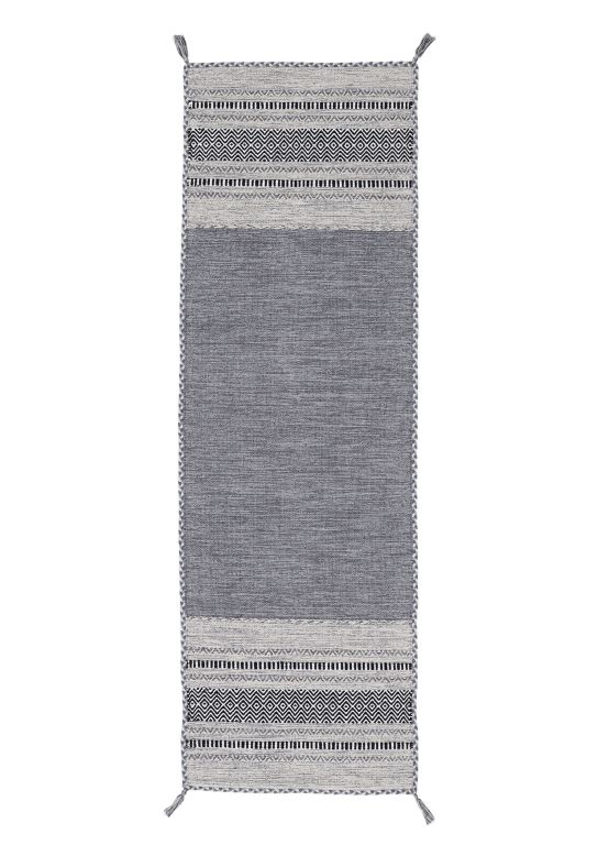 Vloerkleed Plat Geweven Kilim Azizi Loper Grijs