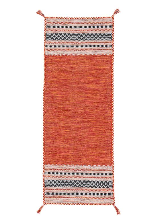 Vloerkleed Plat Geweven Kilim Azizi Loper Oranje