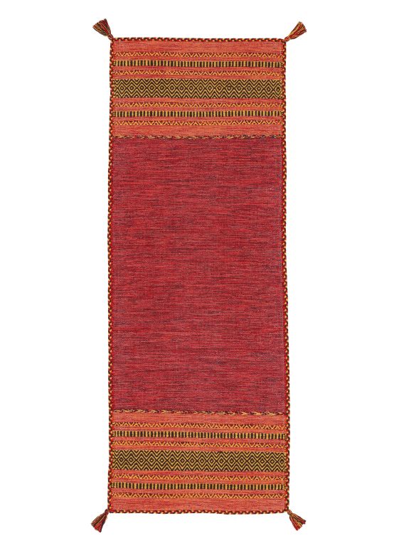 Vloerkleed Plat Geweven Kilim Azizi Loper Rood