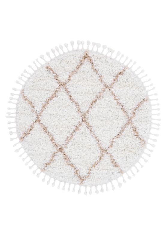 Hoogpolig Vloerkleed Eddy rond Beige