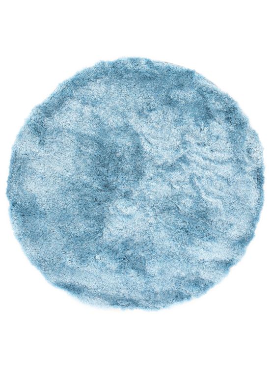 Hoogpolig Vloerkleed Breeze rond Lichtblauw