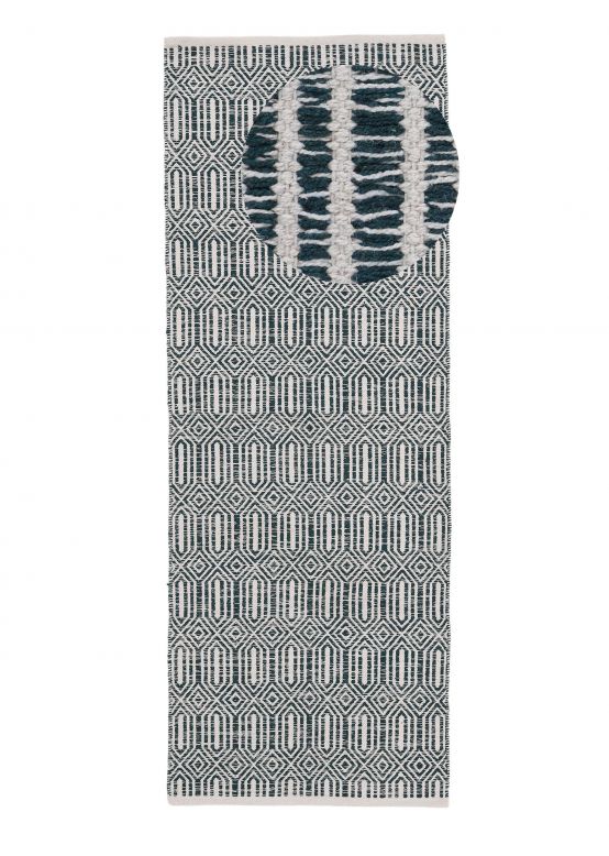 Vloerkleed Plat Geweven Kilim Oregan Loper Donkergroen