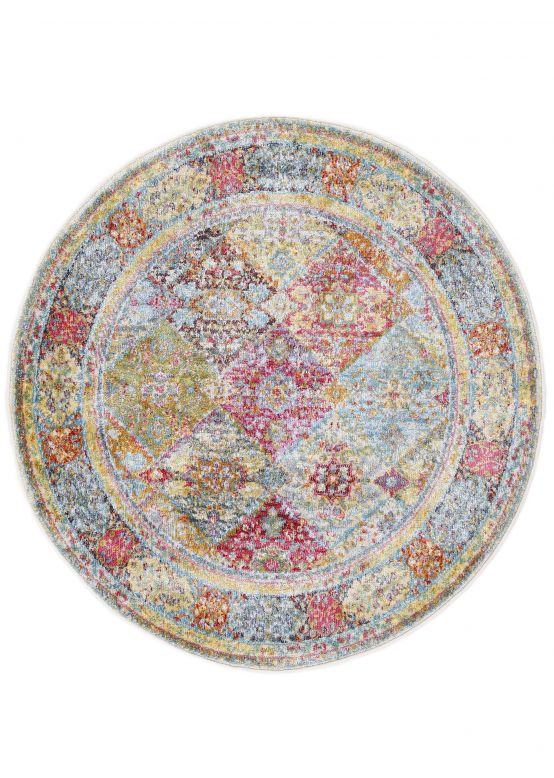 Vloerkleed Vintage Harleen rond Veelkleurig