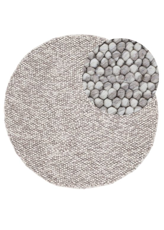 Wollen Vloerkleed Calo rond Beige