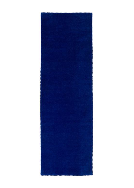 Wollen Vloerkleed Gabbeh Uni Loper Blauw