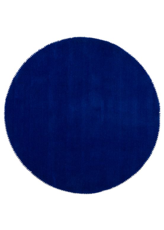 Wollen Vloerkleed Gabbeh Uni rond Blauw