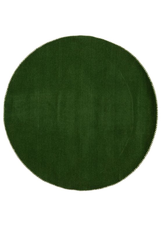 Wollen Vloerkleed Gabbeh Uni rond Groen