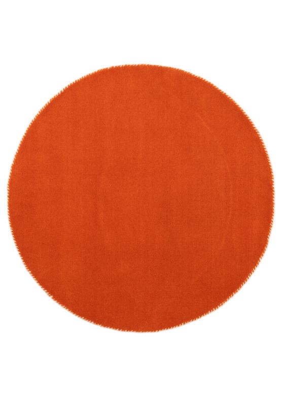 Wollen Vloerkleed Gabbeh Uni rond Oranje