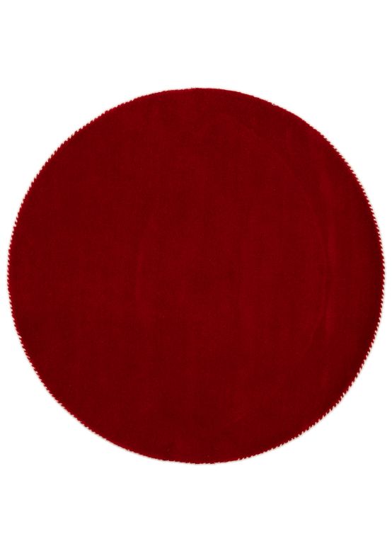 Wollen Vloerkleed Gabbeh Uni rond Rood