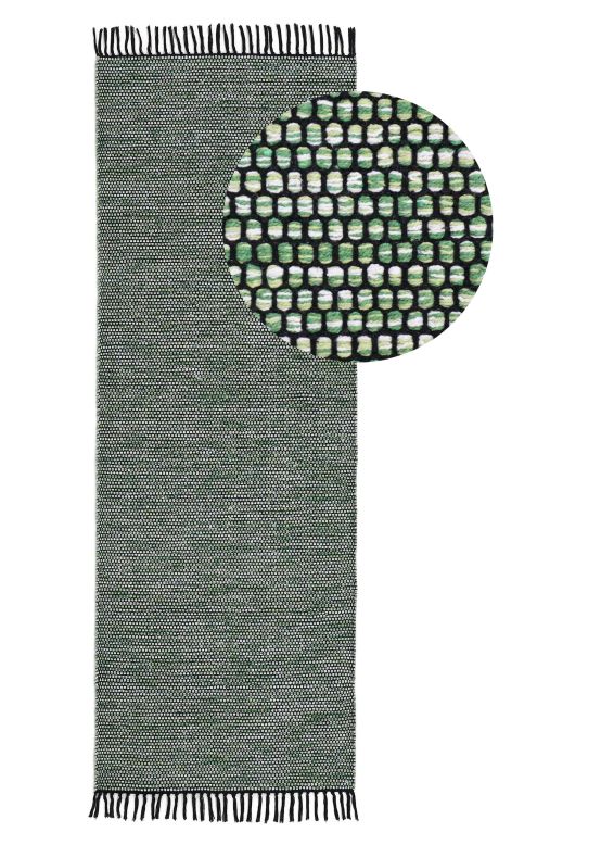 Vloerkleed Plat Geweven Kilim Nadi Loper Groen