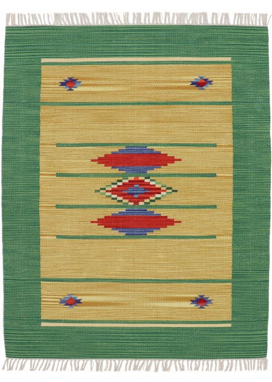 Vloerkleed Plat Geweven Kilim Nilay Groen