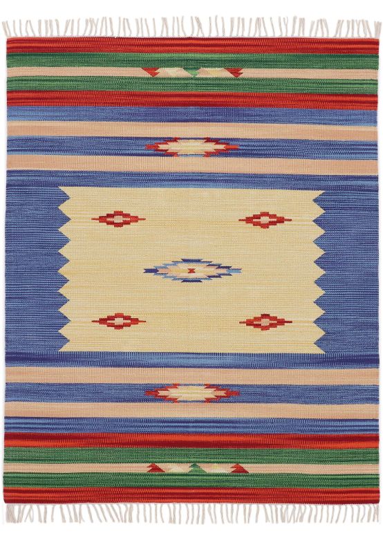 Vloerkleed Plat Geweven Kilim Mira Blauw