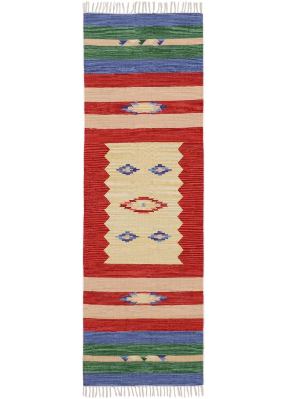 Vloerkleed Plat Geweven Kilim Mira Loper Rood