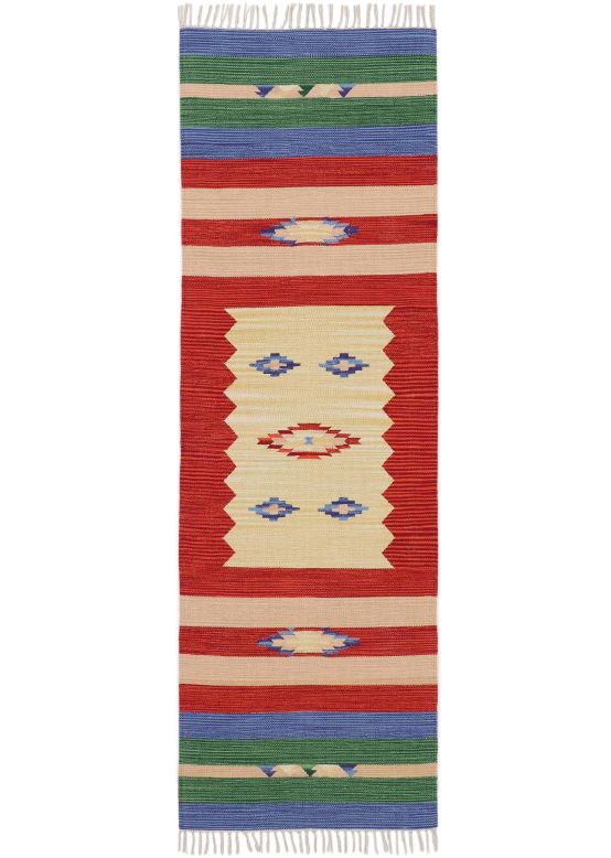 Vloerkleed Plat Geweven Kilim Mira Loper Rood