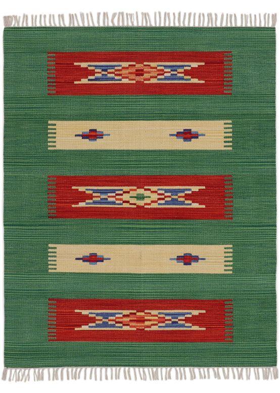 Vloerkleed Plat Geweven Kilim Tara Groen
