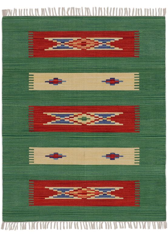 Vloerkleed Plat Geweven Kilim Tara Groen