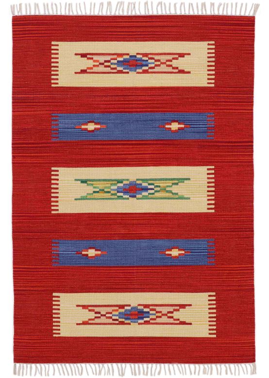 Vloerkleed Plat Geweven Kilim Tara Rood