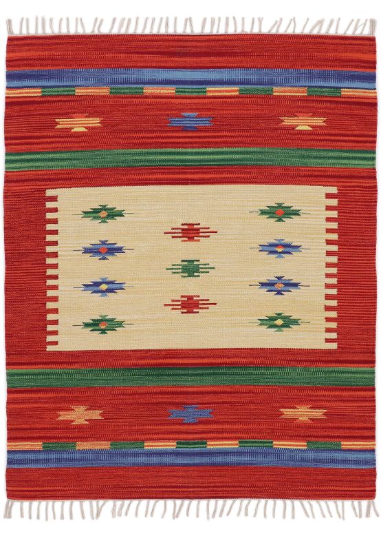Vloerkleed Plat Geweven Kilim Shiva Rood