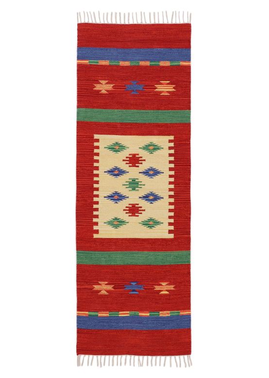 Vloerkleed Plat Geweven Kilim Shiva Loper Rood