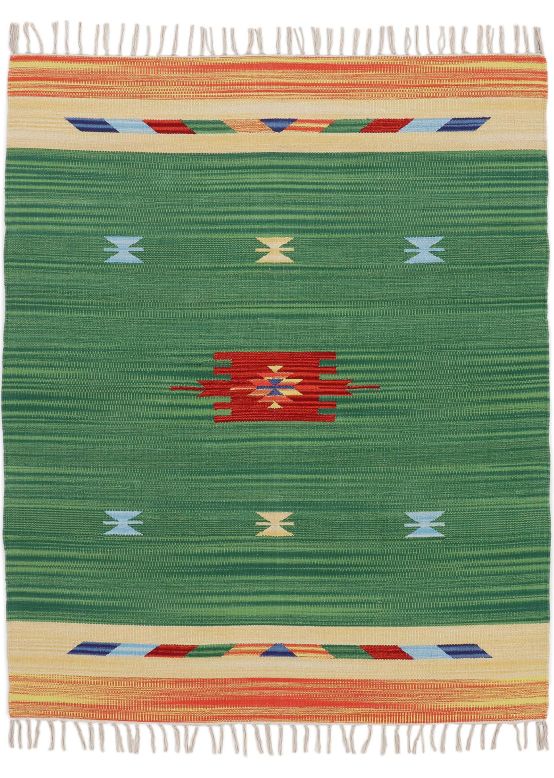 Vloerkleed Plat Geweven Kilim Amal Groen