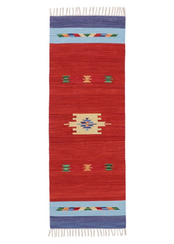 Vloerkleed Plat Geweven Kilim Amal Loper Rood