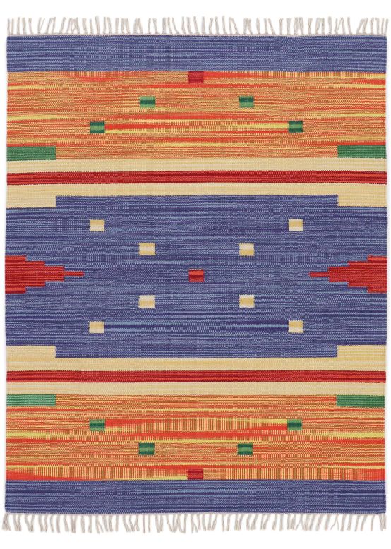 Vloerkleed Plat Geweven Kilim Amar Blauw