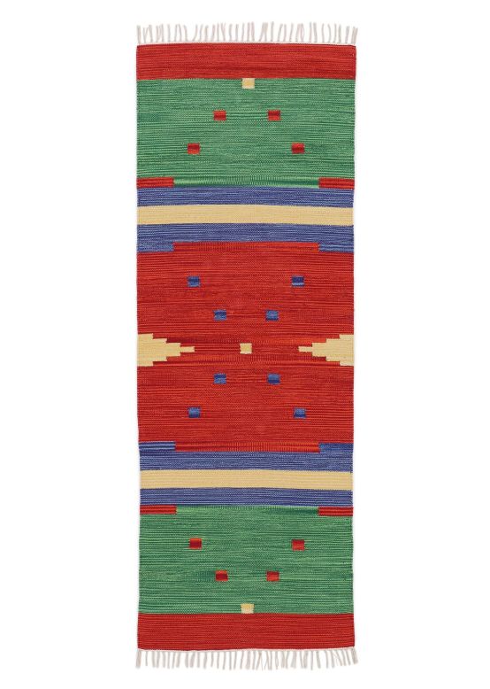 Vloerkleed Plat Geweven Kilim Amar Loper Rood