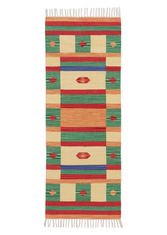 Vloerkleed Plat Geweven Kilim Mirza Loper Groen