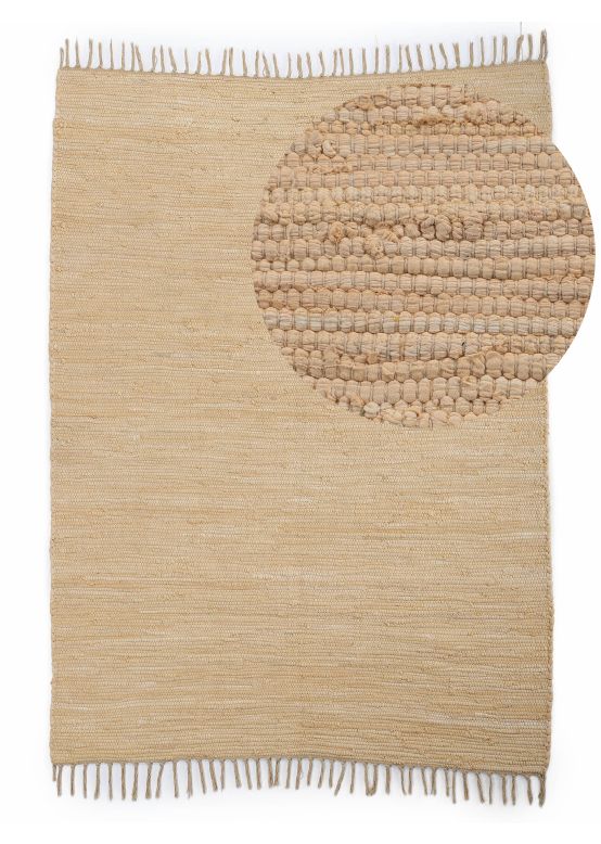 Vloerkleed Plat Geweven Kilim Chindi Uni Beige