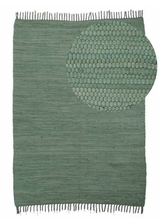 Vloerkleed Plat Geweven Kilim Chindi Uni Groen