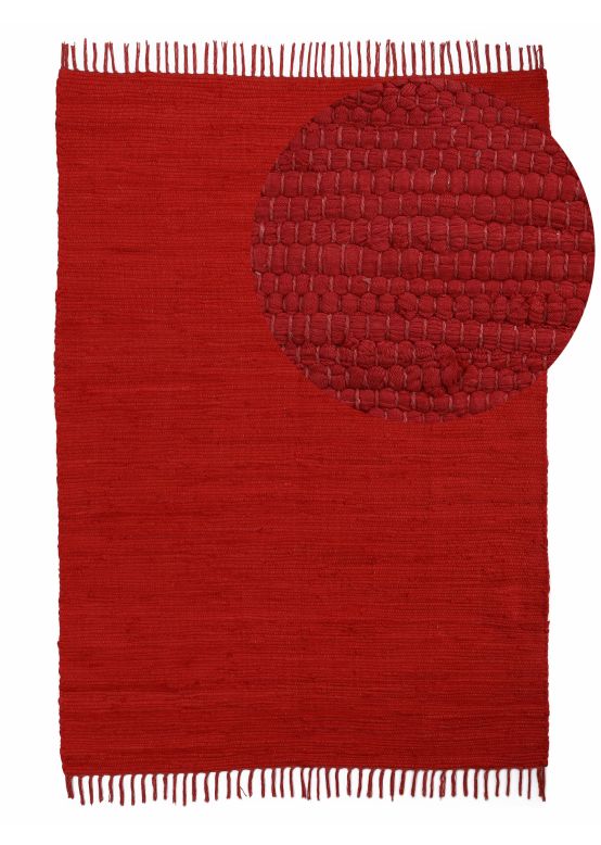 Vloerkleed Plat Geweven Kilim Chindi Uni Rood