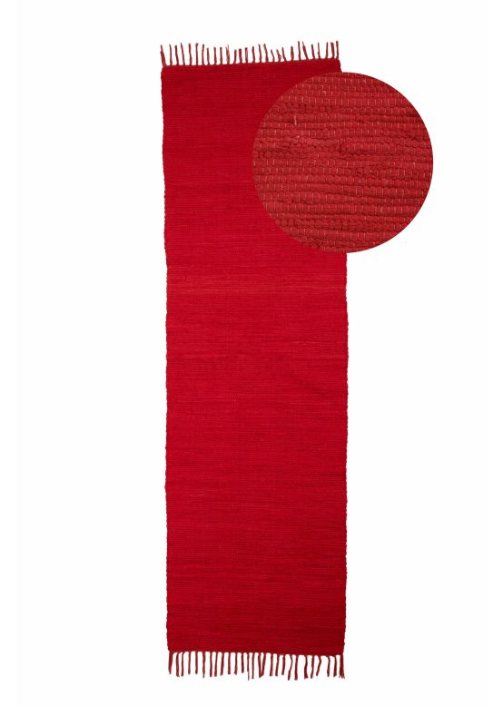 Vloerkleed Plat Geweven Kilim Chindi Loper Rood