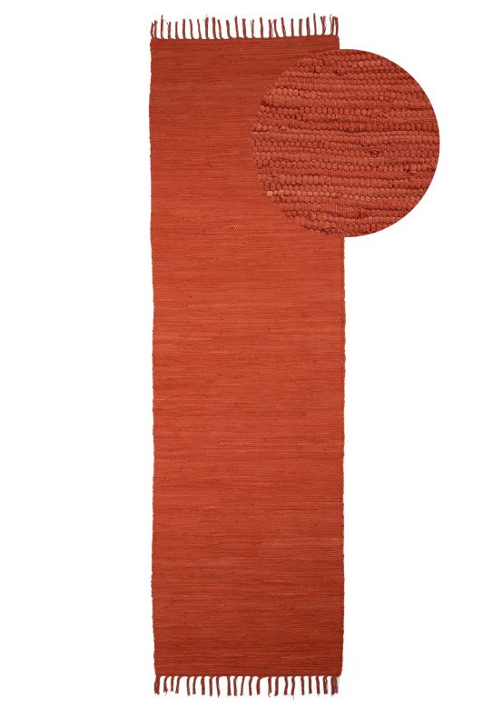 Vloerkleed Plat Geweven Kilim Chindi Loper Oranje