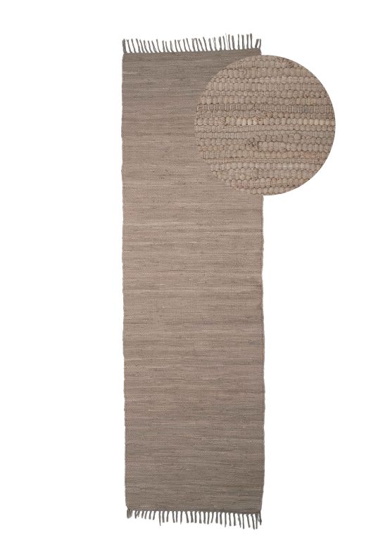 Vloerkleed Plat Geweven Kilim Chindi Loper Taupe